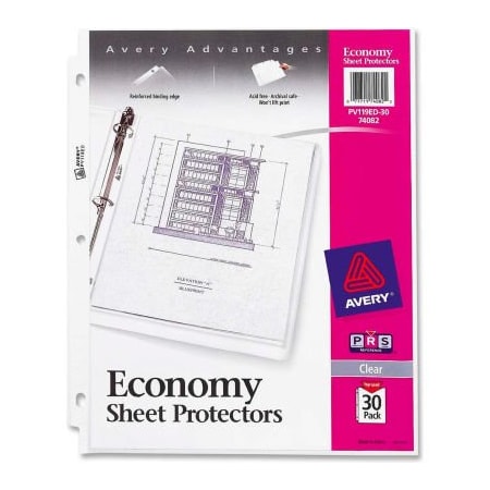 Avery Dennison Avery Sheet Protector, 8-1/2inW x 11inH, Clear, 30/PK 74082